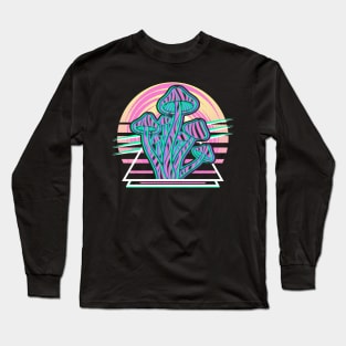 Psychedelic Psilocybin Mushroom Trippy Vaporwave Streetwear Long Sleeve T-Shirt